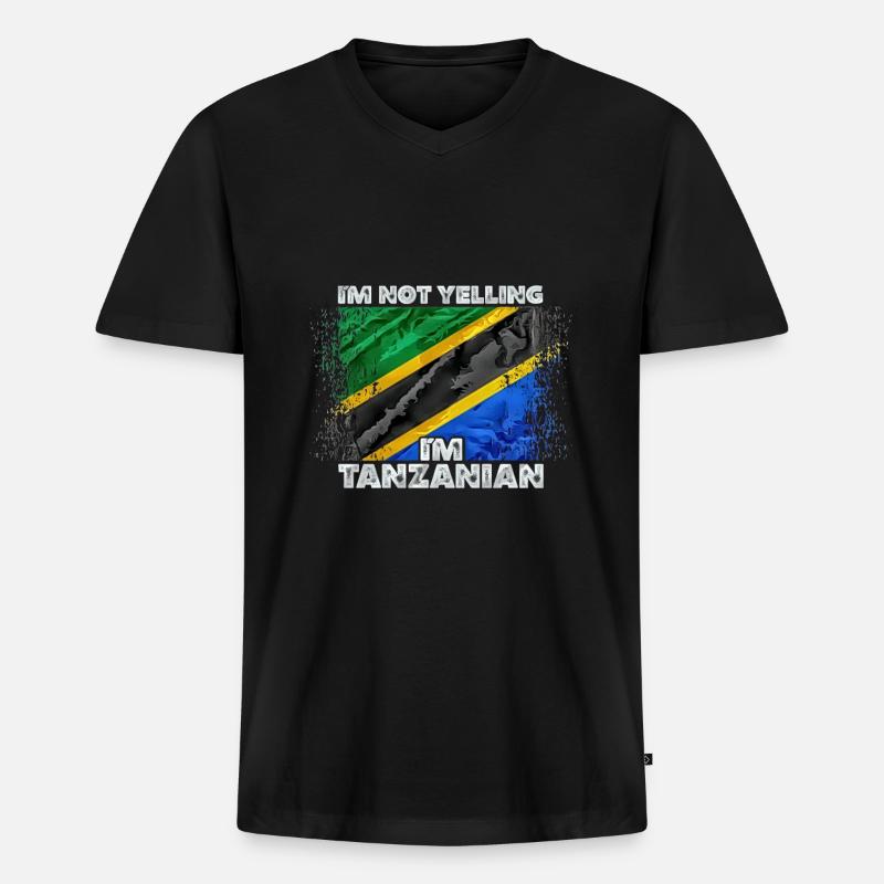 Tansania - Männer Premium Bio T-Shirt mit V-Ausschnitt - Schwarz