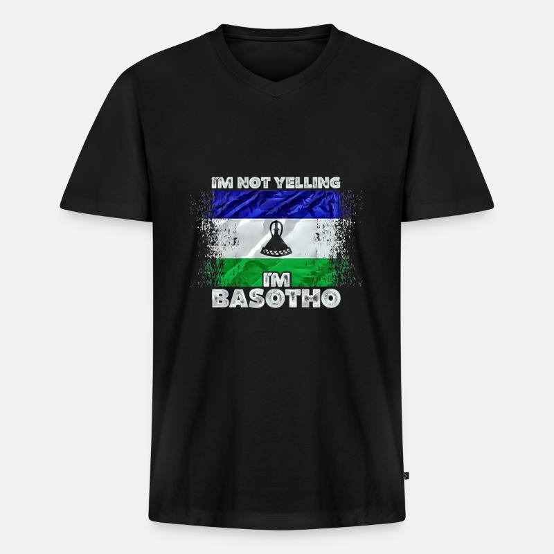 Lesotho - Männer Premium Bio T-Shirt mit V-Ausschnitt - Schwarz