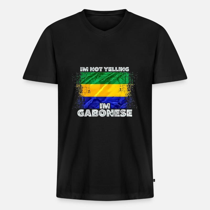 Gabun - Männer Premium Bio T-Shirt mit V-Ausschnitt - Schwarz