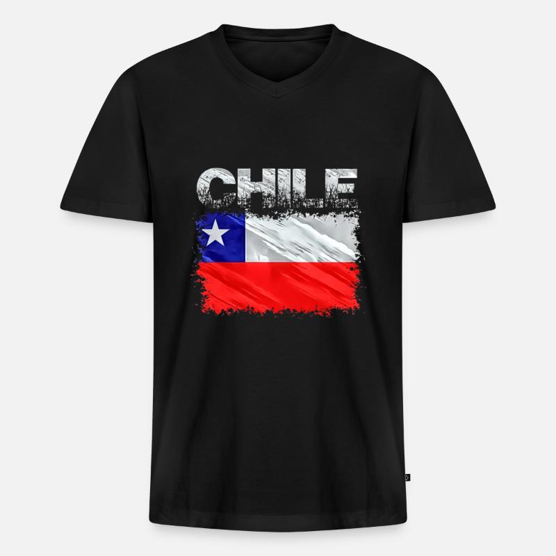 Chile - Männer Premium Bio T-Shirt mit V-Ausschnitt - Schwarz
