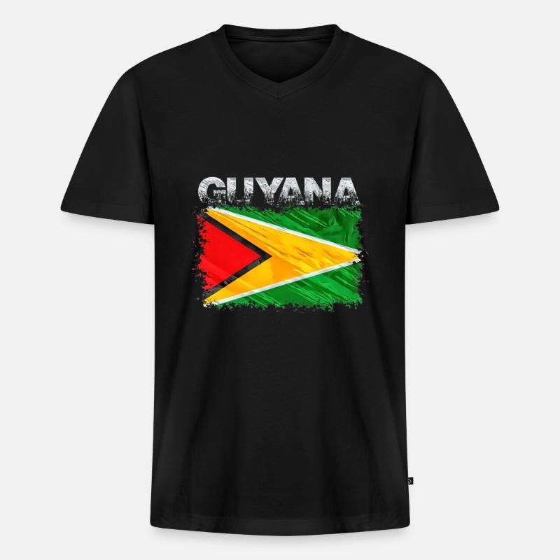 Guyana - Männer Premium Bio T-Shirt mit V-Ausschnitt - Schwarz