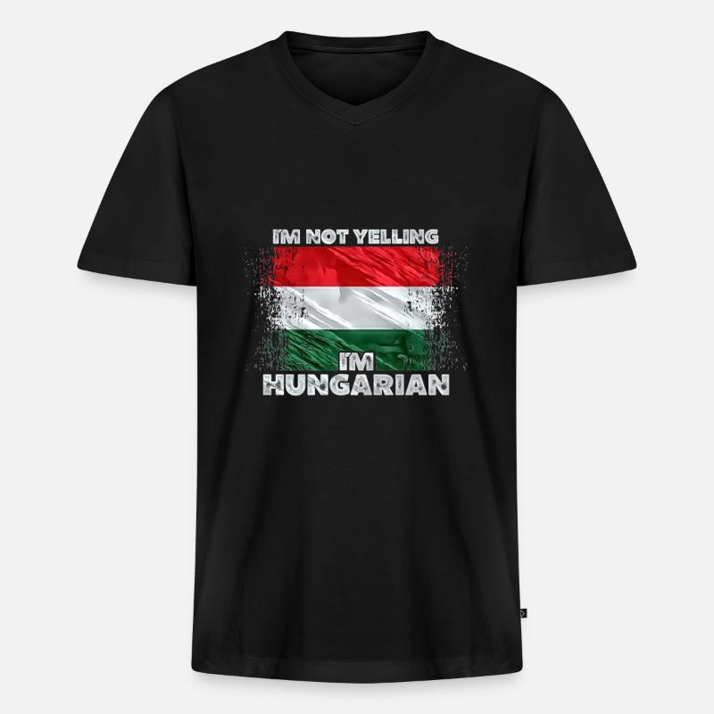 Ungarn - Männer Premium Bio T-Shirt mit V-Ausschnitt - Schwarz
