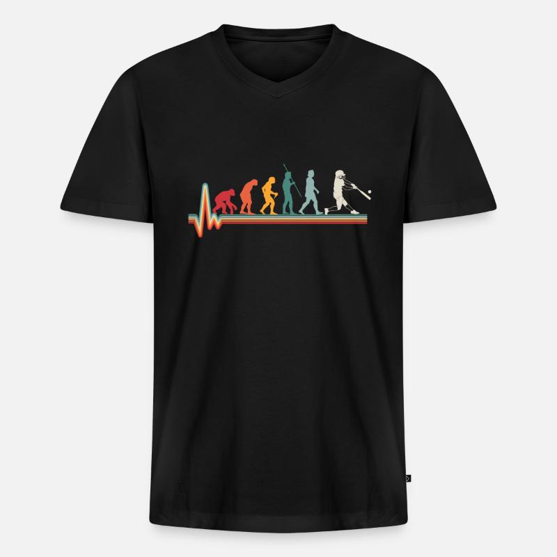 Evolution Herzschlag Baseball Softball Geschenk - Männer Premium Bio T-Shirt mit V-Ausschnitt - Schwarz