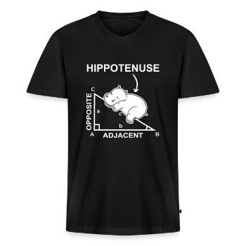 Hippotenuse Mathe Nilpferd Hippo Lustig Wortspiel - Männer Premium Bio T-Shirt mit V-Ausschnitt - Schwarz - Vorne - Nico (187cm)