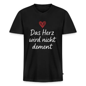 Das Herz Wird Nicht Dement - Männer Premium Bio T-Shirt mit V-Ausschnitt - Schwarz - Vorne - Nico (187cm)