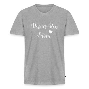 Devon Rex - Männer Premium Bio T-Shirt mit V-Ausschnitt - Grau meliert - Vorne