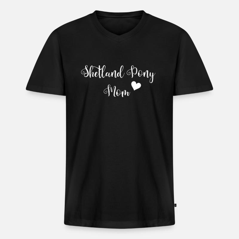 Shetland Pony - Männer Premium Bio T-Shirt mit V-Ausschnitt - Schwarz