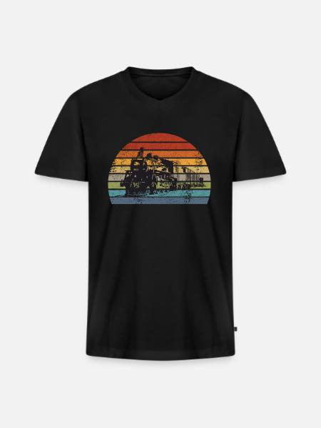 trains - T-shirt encolure en V Premium bio Homme - noir