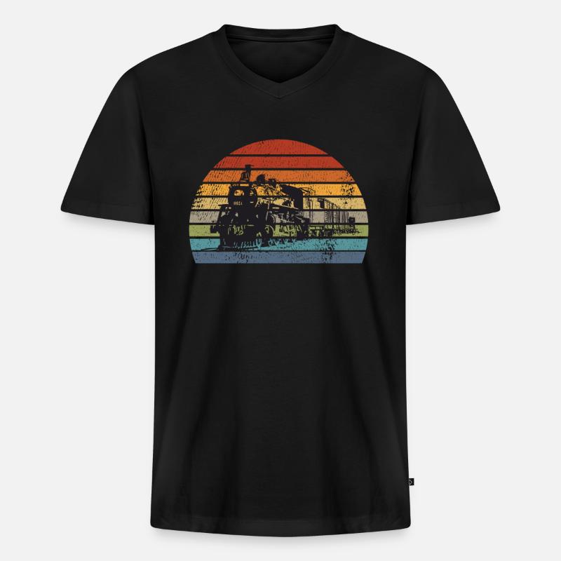 Züge - Männer Premium Bio T-Shirt mit V-Ausschnitt - Schwarz
