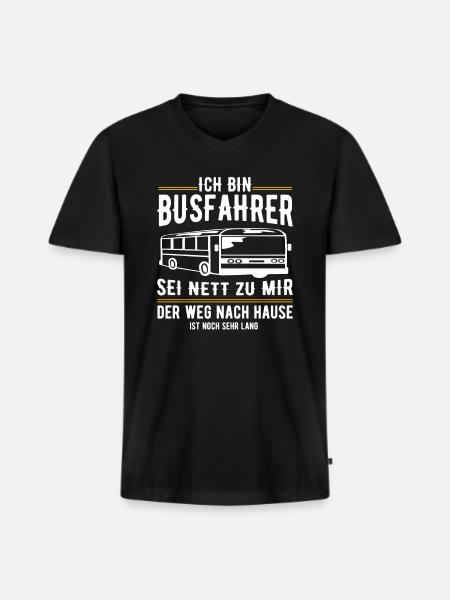 Ich bin Busfahrer - Männer Premium Bio T-Shirt mit V-Ausschnitt - Schwarz