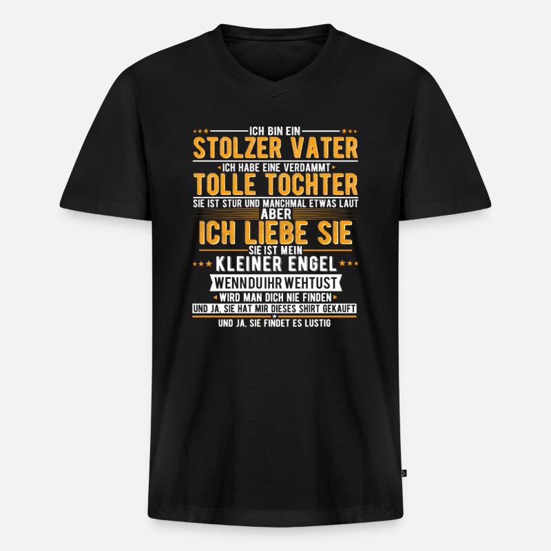 Stolzer Papa - Männer Premium Bio T-Shirt mit V-Ausschnitt - Schwarz
