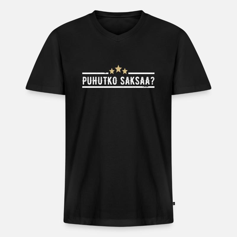 Puhutko Saksaa Bier Sprechen Sie Deutsch Finnisch - Männer Premium Bio T-Shirt mit V-Ausschnitt - Schwarz