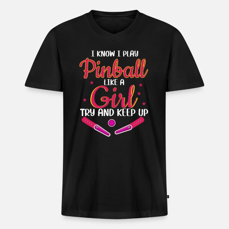 Pinball - Männer Premium Bio T-Shirt mit V-Ausschnitt - Schwarz