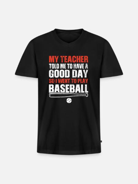 Baseball - Men's Premium Organic T-shirt with V-neck - black