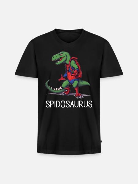 Kinder Dinosaurier Geschenk - Männer Premium Bio T-Shirt mit V-Ausschnitt - Schwarz