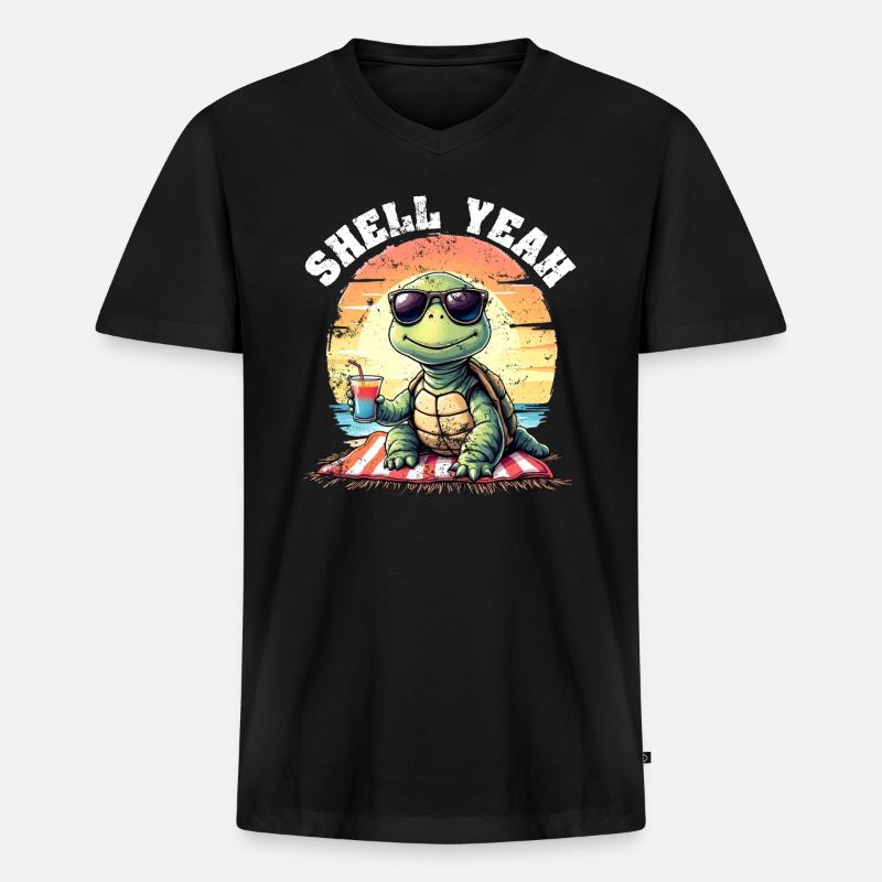 MUSCHEL YEAH! - Männer Premium Bio T-Shirt mit V-Ausschnitt - Schwarz