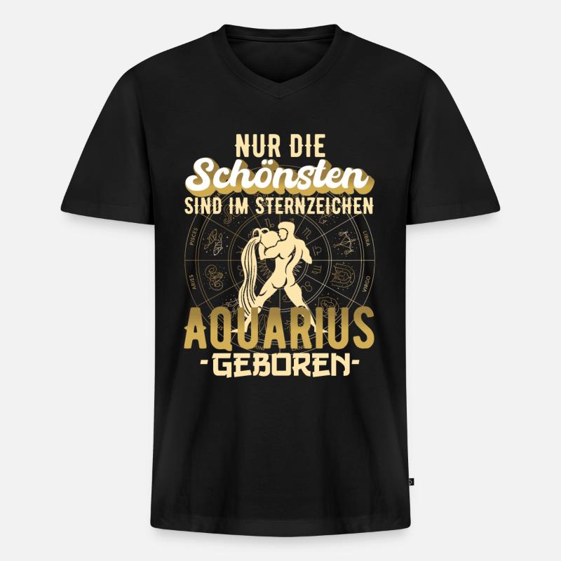 Sternzeichen Aquarius Wassermann Spruch Geschenk - Männer Premium Bio T-Shirt mit V-Ausschnitt - Schwarz