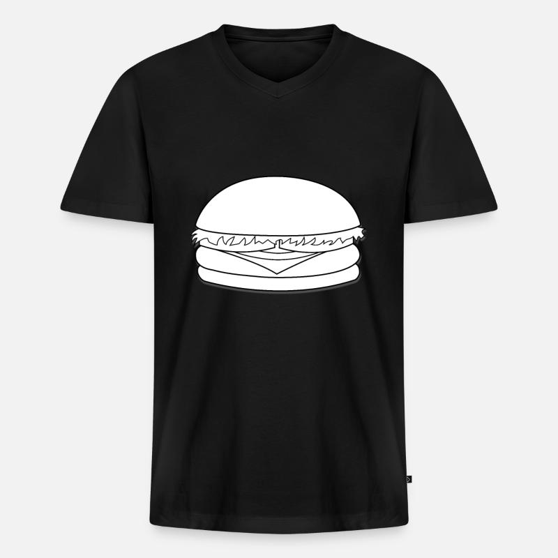 Burger - Männer Premium Bio T-Shirt mit V-Ausschnitt - Schwarz