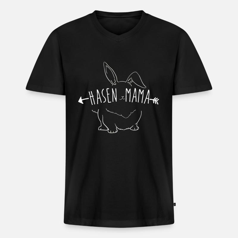 Hasen Mama - Männer Premium Bio T-Shirt mit V-Ausschnitt - Schwarz