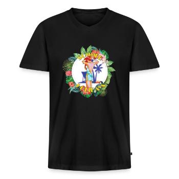 Summer Holidays - Men's Premium Organic T-shirt with V-neck - black - Front - Nico (187cm)