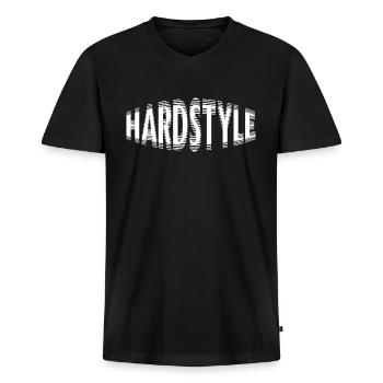 HARDSTYLE - Männer Premium Bio T-Shirt mit V-Ausschnitt - Schwarz - Vorne - Nico (187cm)