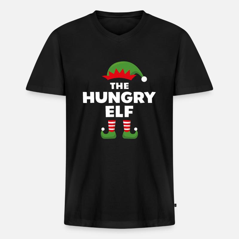 Der hungrige Elf - Männer Premium Bio T-Shirt mit V-Ausschnitt - Schwarz
