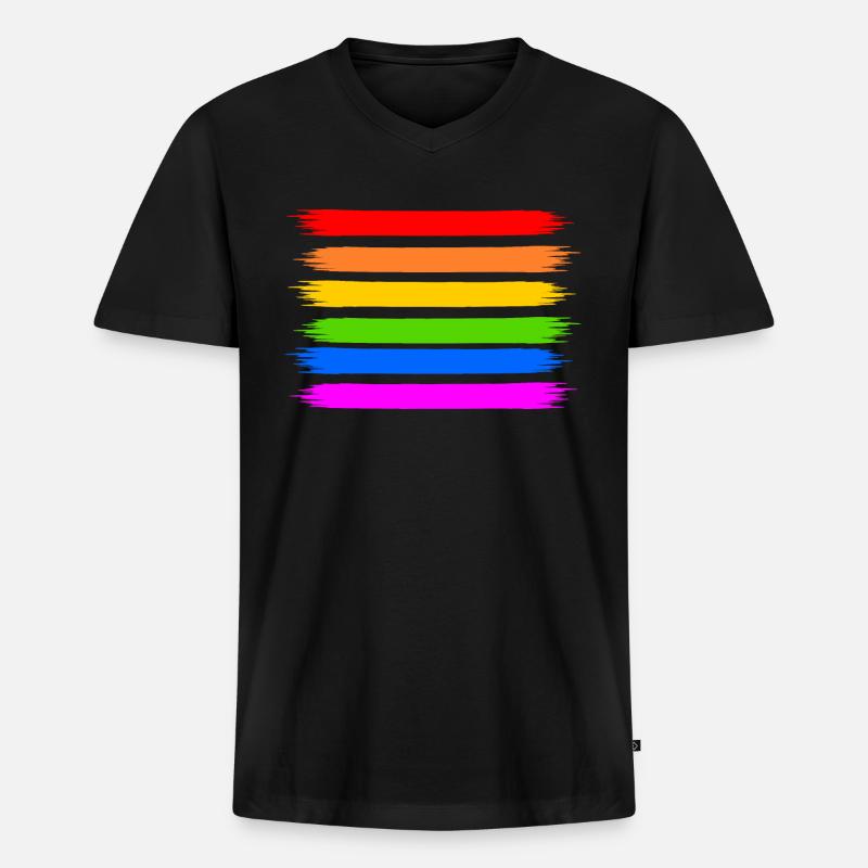 Regenbogen Regenbogenfahne - Männer Premium Bio T-Shirt mit V-Ausschnitt - Schwarz