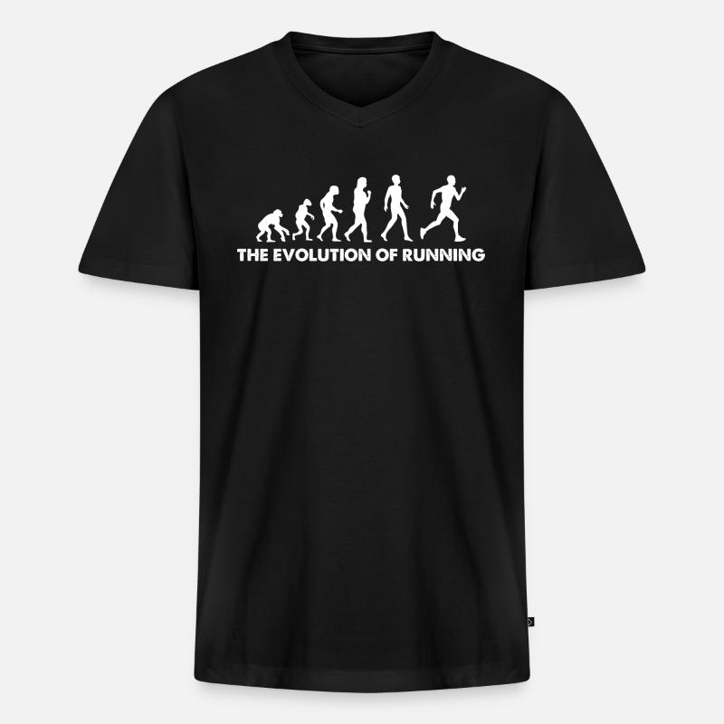 The Evolution Of Running - Männer Premium Bio T-Shirt mit V-Ausschnitt - Schwarz