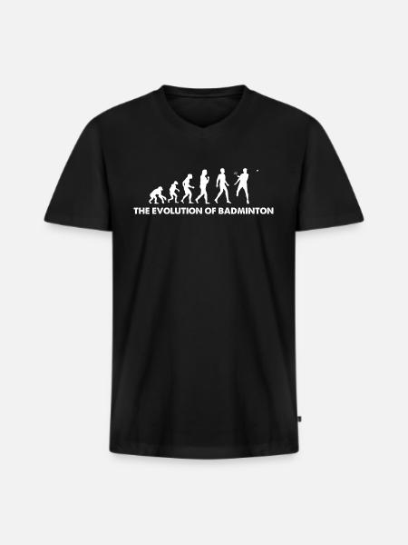 L’évolution du badminton - T-shirt encolure en V Premium bio Homme - noir