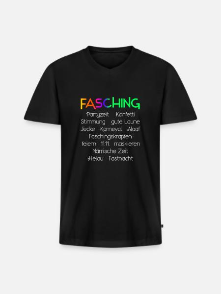 Faschingszeit - Partyzeit - Männer Premium Bio T-Shirt mit V-Ausschnitt - Schwarz