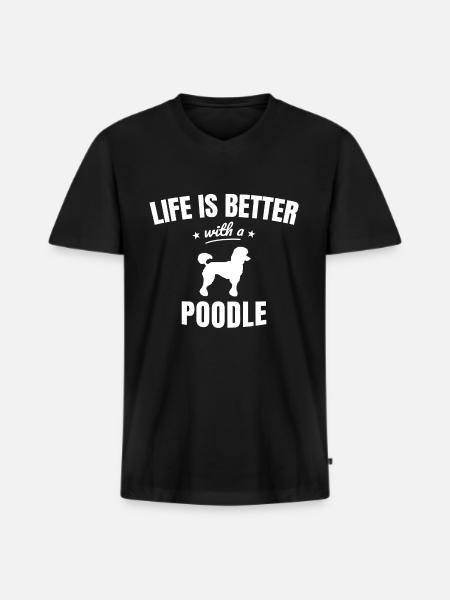 Pudel - Männer Premium Bio T-Shirt mit V-Ausschnitt - Schwarz