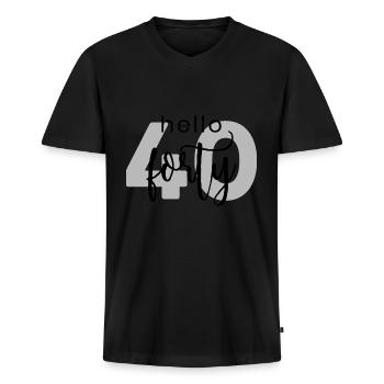 40 Geburtstag - Männer Premium Bio T-Shirt mit V-Ausschnitt - Schwarz - Vorne - Nico (187cm)