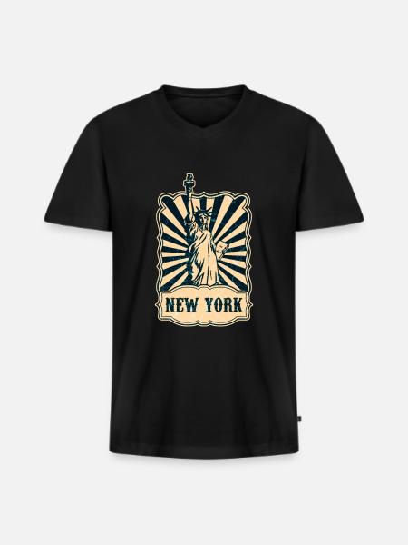 New York Freiheitsstatue - Männer Premium Bio T-Shirt mit V-Ausschnitt - Schwarz