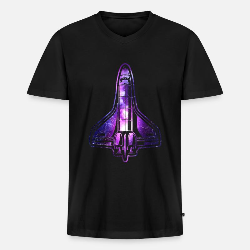 Space Shuttle Nasa Rakete Raumschiff - Männer Premium Bio T-Shirt mit V-Ausschnitt - Schwarz