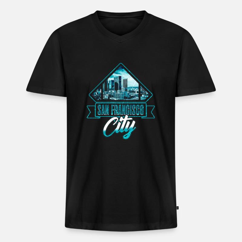 San Francisco - Männer Premium Bio T-Shirt mit V-Ausschnitt - Schwarz