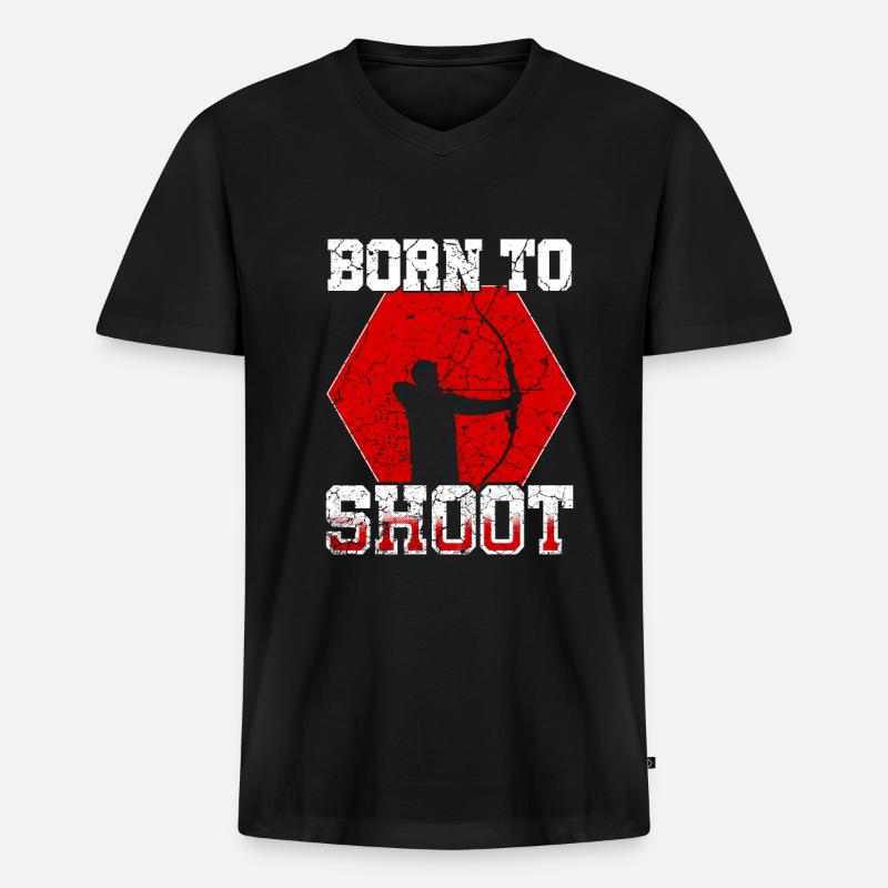Bogenschiessen - Männer Premium Bio T-Shirt mit V-Ausschnitt - Schwarz