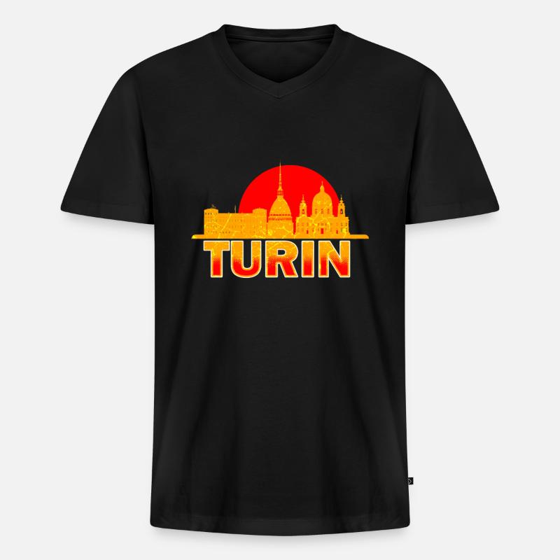 Turin - Männer Premium Bio T-Shirt mit V-Ausschnitt - Schwarz