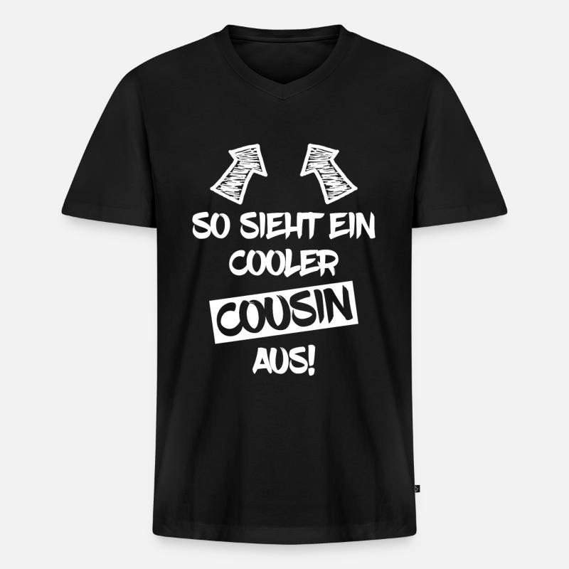 Cousin - Männer Premium Bio T-Shirt mit V-Ausschnitt - Schwarz