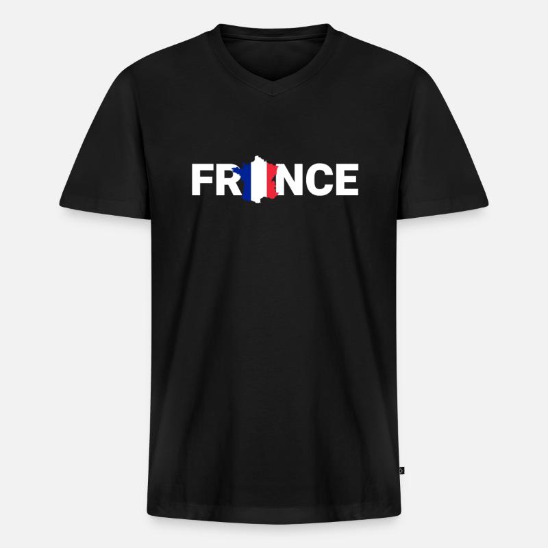 Frankreich - Männer Premium Bio T-Shirt mit V-Ausschnitt - Schwarz