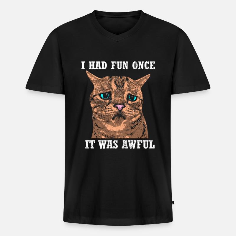 Lustige Katze - Männer Premium Bio T-Shirt mit V-Ausschnitt - Schwarz
