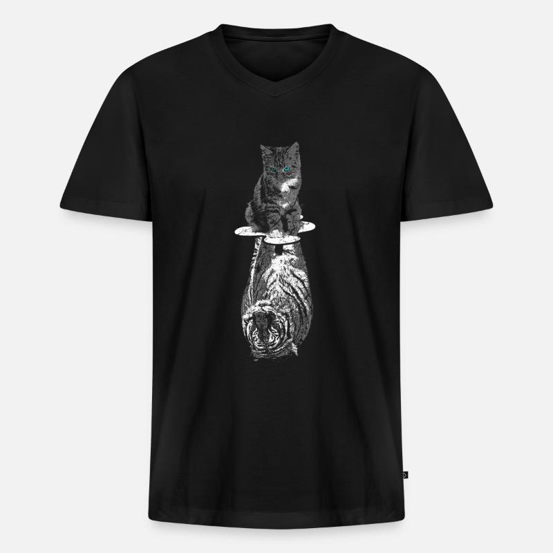Katze Tiger Selbstbewusst Motivation - Männer Premium Bio T-Shirt mit V-Ausschnitt - Schwarz