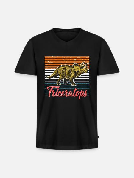 Triceratops Dino Dinosaurier - Männer Premium Bio T-Shirt mit V-Ausschnitt - Schwarz