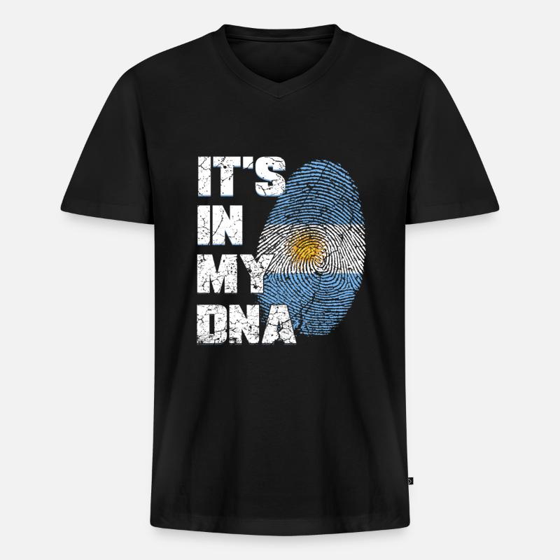 Argentinier Argentinien Flagge DNA - Männer Premium Bio T-Shirt mit V-Ausschnitt - Schwarz