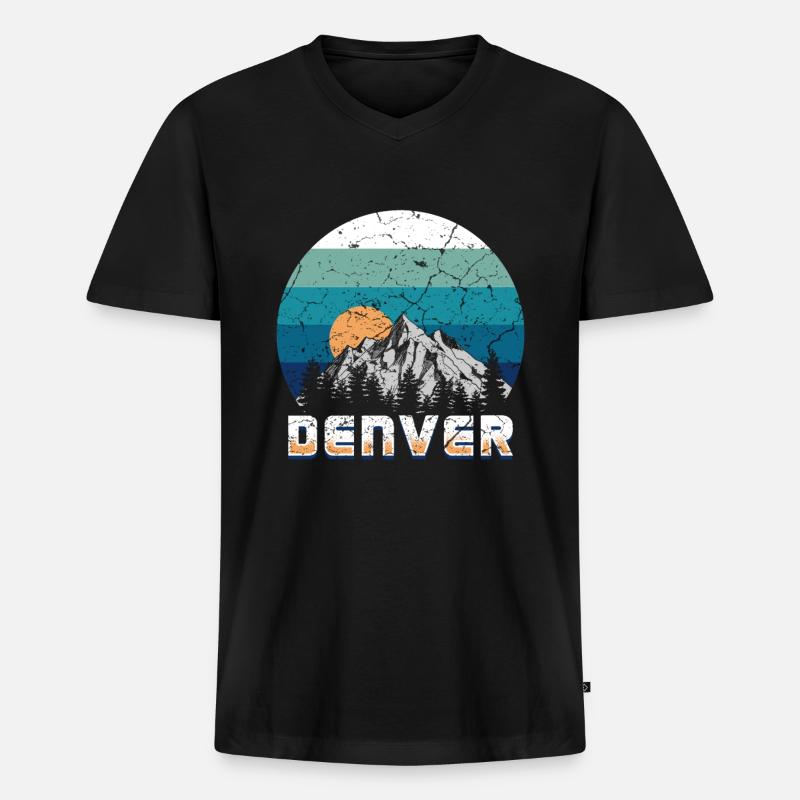 Denver - Männer Premium Bio T-Shirt mit V-Ausschnitt - Schwarz