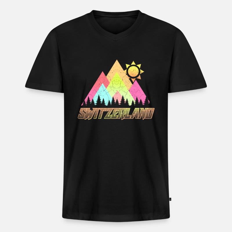 Schweiz Schweizer Alpen Matterhorn - Männer Premium Bio T-Shirt mit V-Ausschnitt - Schwarz