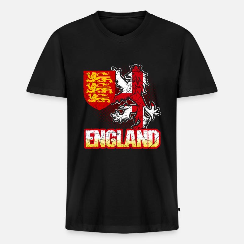 England Wappen - Männer Premium Bio T-Shirt mit V-Ausschnitt - Schwarz