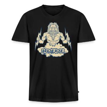 électricien - T-shirt encolure en V Premium bio Homme - noir - Devant - Nico (187cm)