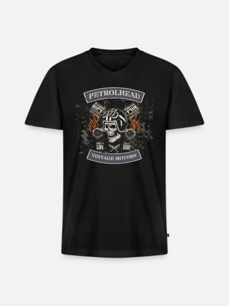 Benzinhoved - Vintage Motorer MC - Premium økologisk T-shirt med V-hals til mænd - sort