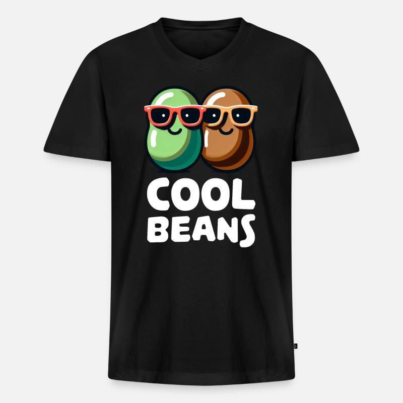 Coole Bohnen Lustiges Bohnendesign - Männer Premium Bio T-Shirt mit V-Ausschnitt - Schwarz