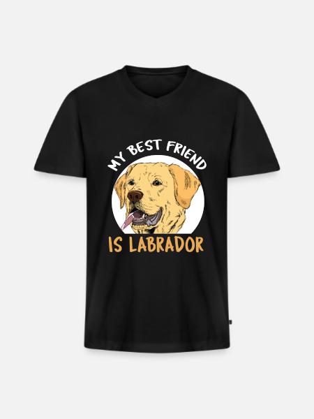 Labrador Dog - Männer Premium Bio T-Shirt mit V-Ausschnitt - Schwarz